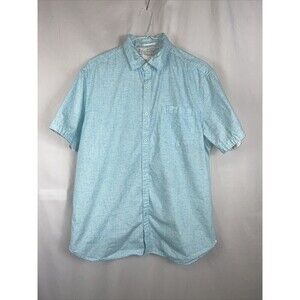Denim & Flower Mens Short Sleeve 100% Cotton Button Up Shirt Turquoise Large